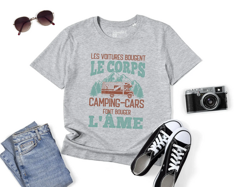 T-shirt Homme Premium - Les Voitures Bougent Le Corps, Camping Cars Font Bouger L'âme - L270723S03 Gris