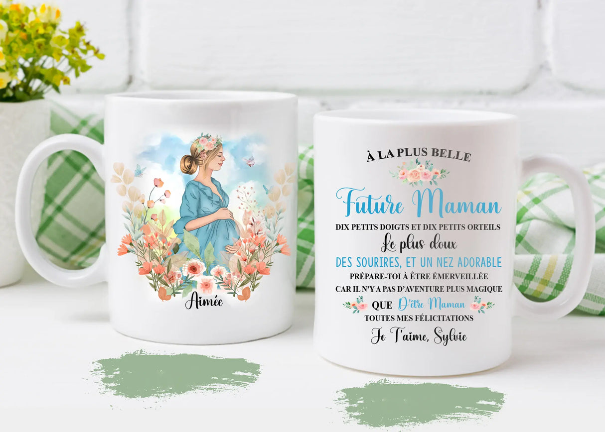 Lebonshirt® Mug Céramique Impression Panoramique Personnalisé - Future Maman, La Plus Belle, Le Plus Doux - L060522S28