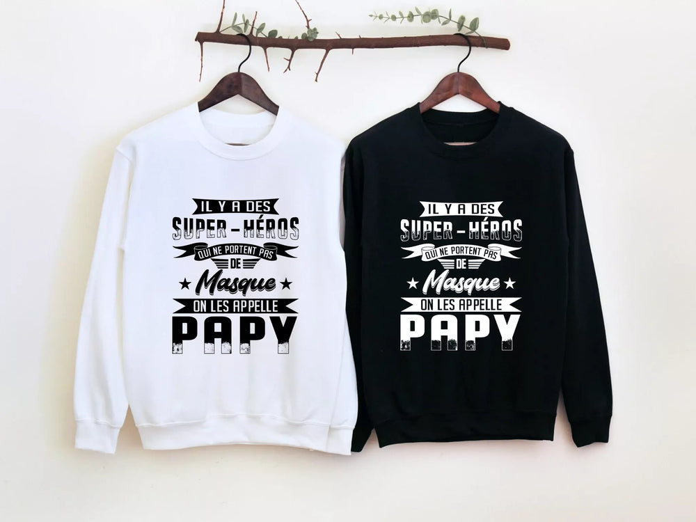 Sweatshirt Premium Homme - Papy - Super Héro Qui Ne Porte Pas De Masque - L300522S36