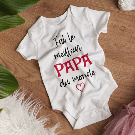 Lebonshirt Body Bébé 100% Coton Bio - J'ai Le Meilleur Papa Du Monde - L270522S44