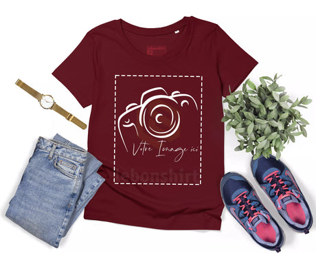 Lebonshirt Créez Votre Propre T-Shirt Premium Personnalisé Avec Photo Imprimée - T-shirt Femme - 100% Coton BIO Bordeaux