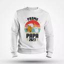 Lebonshirt Sweatshirt Premium Homme Coton BIO - Promu Papa 2023 - L220422S15 Blanc