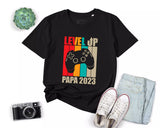 Lebonshirt® T-shirt Premium Homme 100% Coton Bio - Level Up Papa 2023 - Cadeau Humour Papa Gamer - Noir