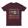 Lebonshirt T-shirt Premium Homme, Cadeau Aniversaire 1950 Fabriqué En 1950 Vieilli A La Perfection Bordeaux