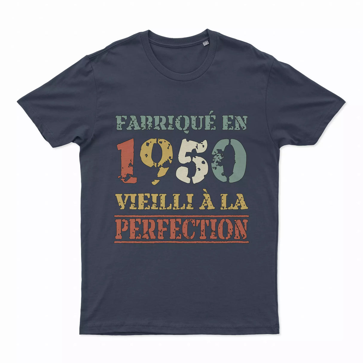 Lebonshirt T-shirt Premium Homme, Cadeau Aniversaire 1950 Fabriqué En 1950 Vieilli A La Perfection Marine