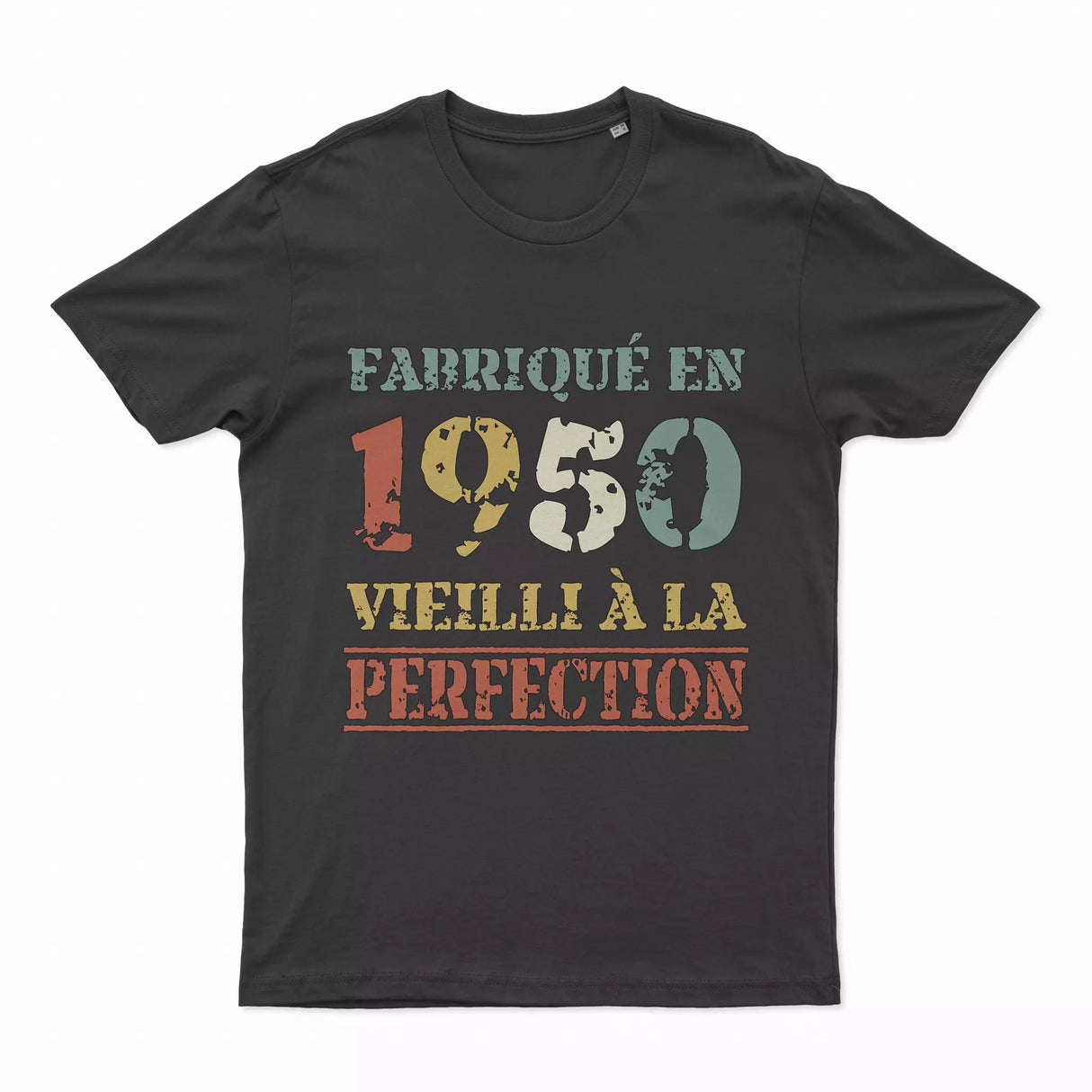 Lebonshirt T-shirt Premium Homme, Cadeau Aniversaire 1950 Fabriqué En 1950 Vieilli A La Perfection Noir