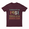 Lebonshirt T-shirt Premium Homme, Cadeau Aniversaire 1951 Fabriqué En 1951 Vieilli A La Perfection Bordeaux