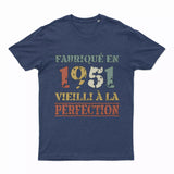 Lebonshirt T-shirt Premium Homme, Cadeau Aniversaire 1951 Fabriqué En 1951 Vieilli A La Perfection Indigo