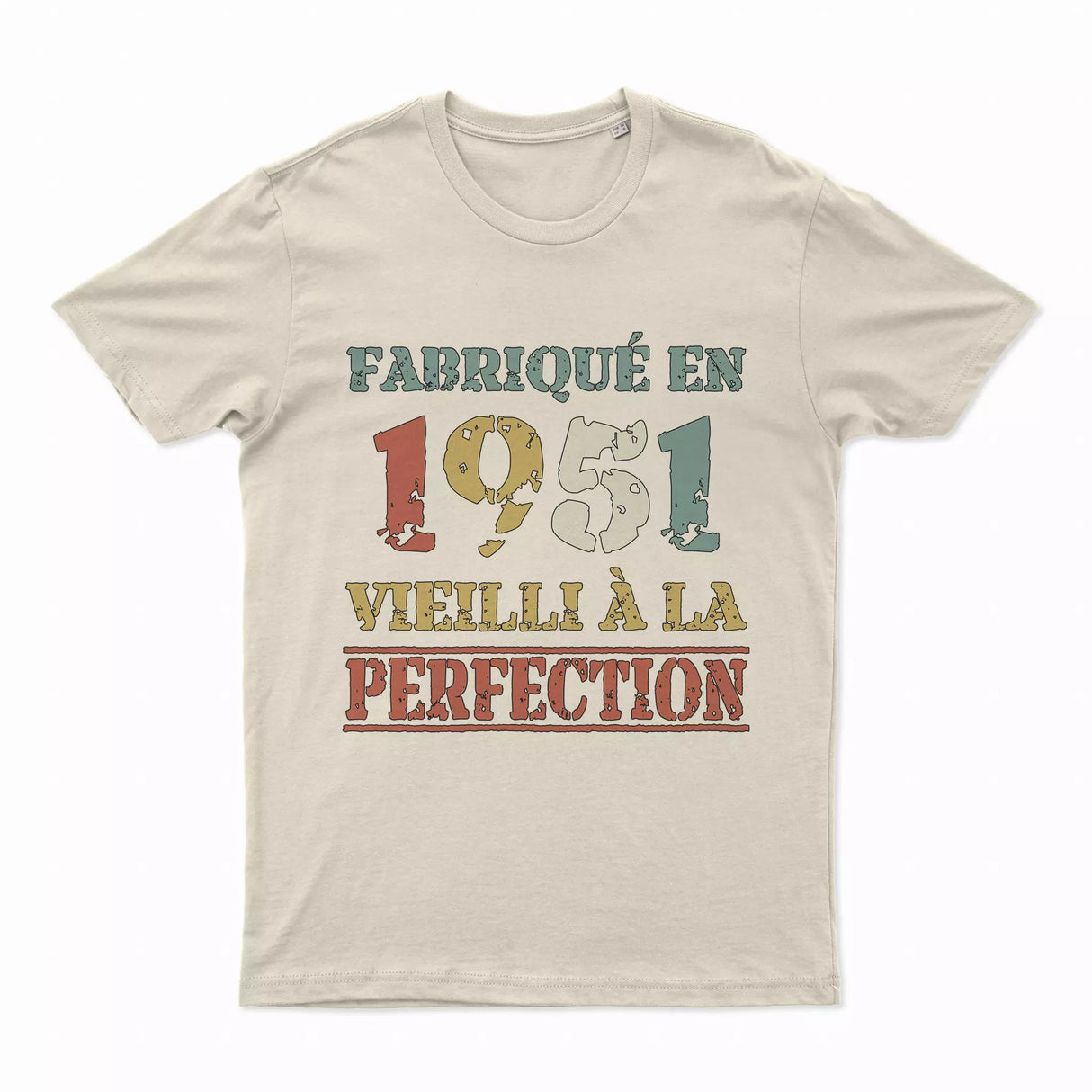 Lebonshirt T-shirt Premium Homme, Cadeau Aniversaire 1951 Fabriqué En 1951 Vieilli A La Perfection Naturel