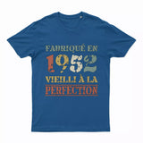 Lebonshirt T-shirt Premium Homme, Cadeau Aniversaire 1952 Fabriqué En 1952 Vieilli A La Perfection Bleu