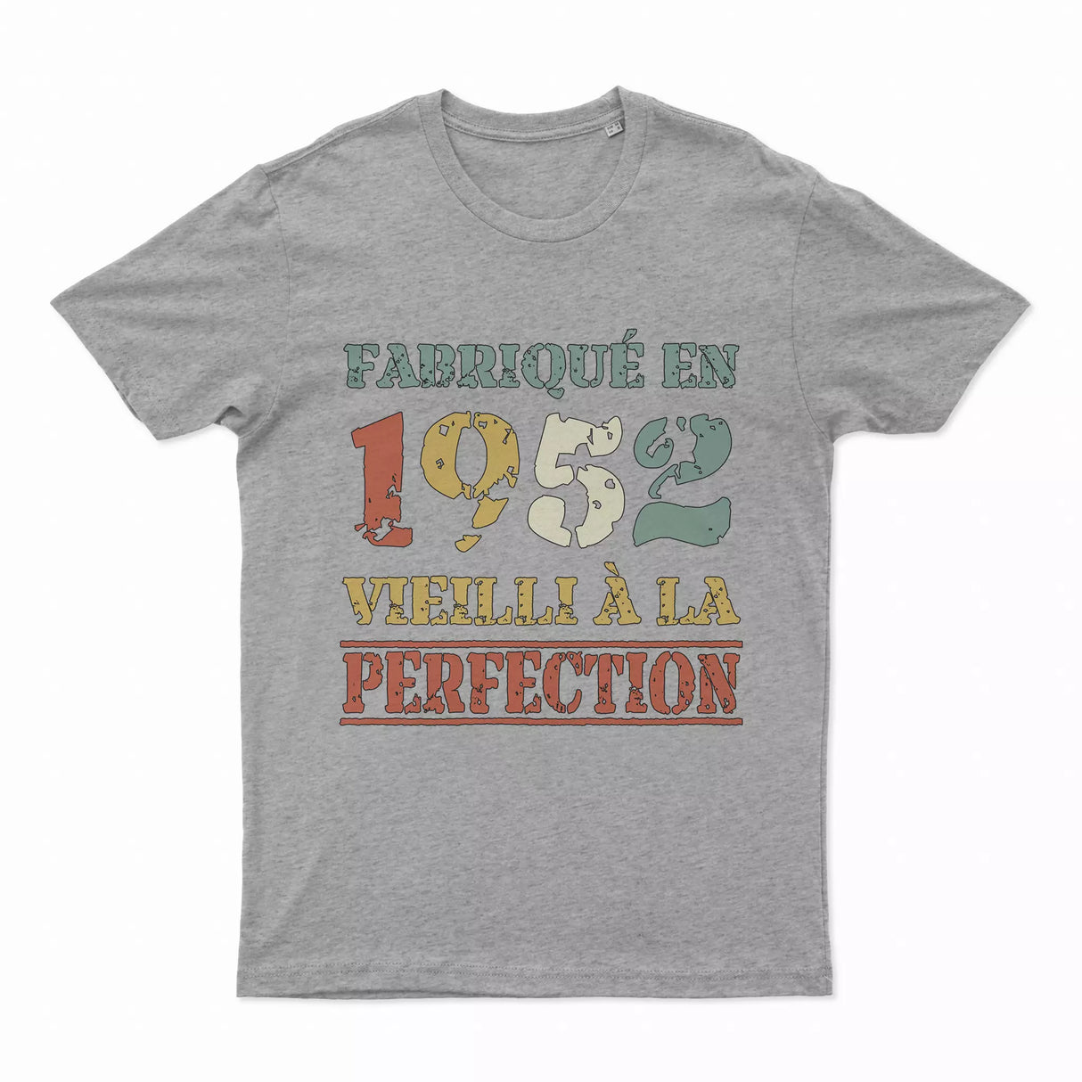 Lebonshirt T-shirt Premium Homme, Cadeau Aniversaire 1952 Fabriqué En 1952 Vieilli A La Perfection Gris