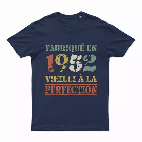 Lebonshirt T-shirt Premium Homme, Cadeau Aniversaire 1952 Fabriqué En 1952 Vieilli A La Perfection Marine