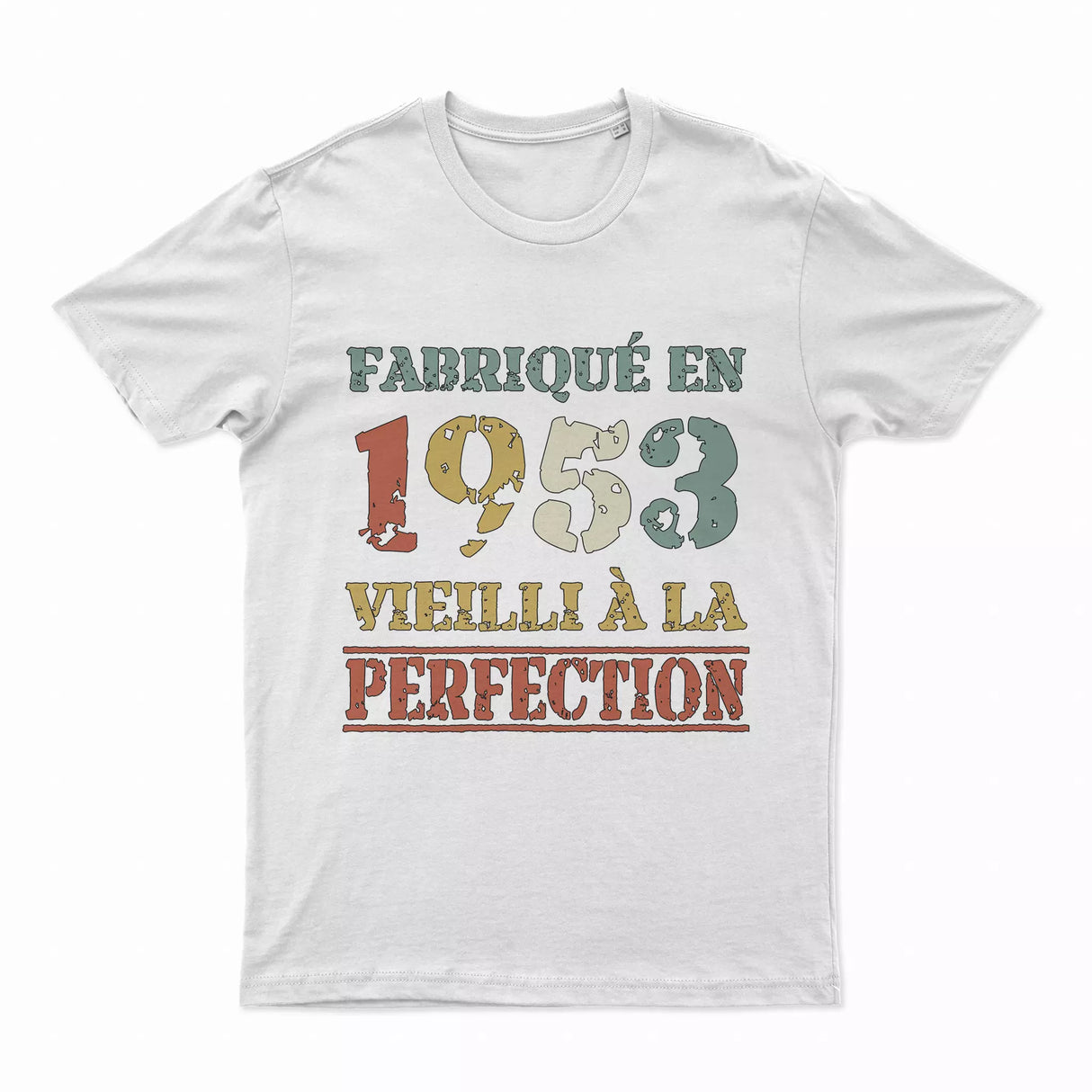 Lebonshirt T-shirt Premium Homme, Cadeau Aniversaire 1953 Fabriqué En 1953 Vieilli A La Perfection Blanc