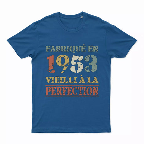 Lebonshirt T-shirt Premium Homme, Cadeau Aniversaire 1953 Fabriqué En 1953 Vieilli A La Perfection Bleu