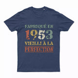 Lebonshirt T-shirt Premium Homme, Cadeau Aniversaire 1953 Fabriqué En 1953 Vieilli A La Perfection Indigo