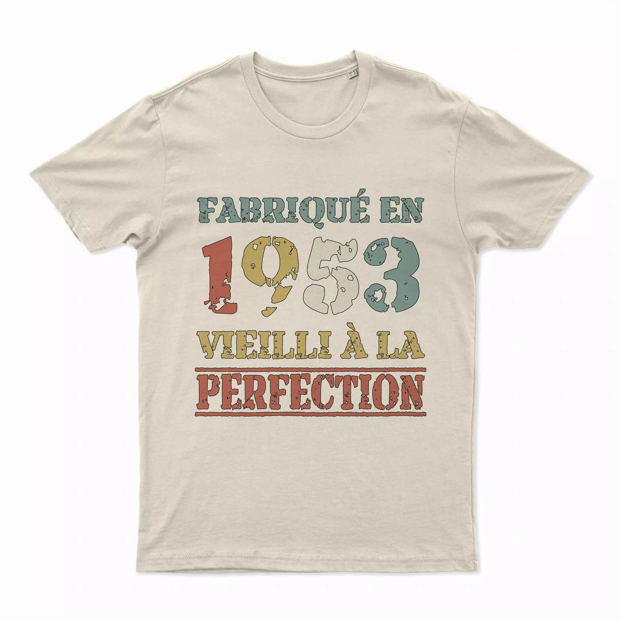 Lebonshirt T-shirt Premium Homme, Cadeau Aniversaire 1953 Fabriqué En 1953 Vieilli A La Perfection Naturel