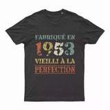 Lebonshirt T-shirt Premium Homme, Cadeau Aniversaire 1953 Fabriqué En 1953 Vieilli A La Perfection Noir