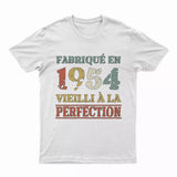 Lebonshirt T-shirt Premium Homme, Cadeau Aniversaire 1954 Fabriqué En 1954 Vieilli A La Perfection Blanc