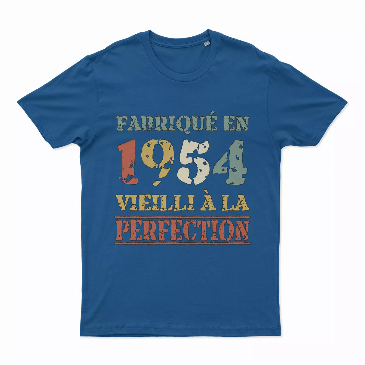 Lebonshirt T-shirt Premium Homme, Cadeau Aniversaire 1954 Fabriqué En 1954 Vieilli A La Perfection Bleu