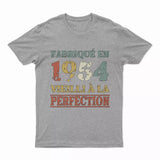 Lebonshirt T-shirt Premium Homme, Cadeau Aniversaire 1954 Fabriqué En 1954 Vieilli A La Perfection Gris