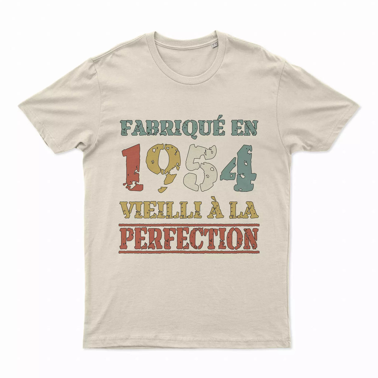 Lebonshirt T-shirt Premium Homme, Cadeau Aniversaire 1954 Fabriqué En 1954 Vieilli A La Perfection Naturel