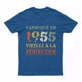 Lebonshirt T-shirt Premium Homme, Cadeau Aniversaire 1955 Fabriqué En 1955 Vieilli A La Perfection Bleu