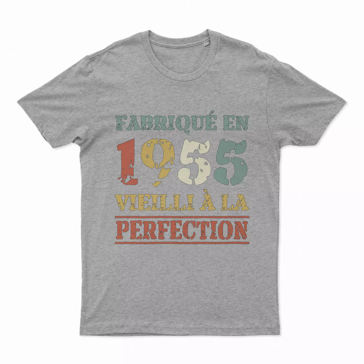 Lebonshirt T-shirt Premium Homme, Cadeau Aniversaire 1955 Fabriqué En 1955 Vieilli A La Perfection Gris