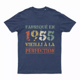 Lebonshirt T-shirt Premium Homme, Cadeau Aniversaire 1955 Fabriqué En 1955 Vieilli A La Perfection Indigo