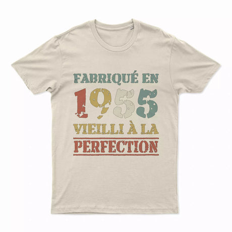 Lebonshirt T-shirt Premium Homme, Cadeau Aniversaire 1955 Fabriqué En 1955 Vieilli A La Perfection Naturel