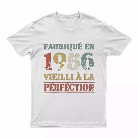 Lebonshirt T-shirt Premium Homme, Cadeau Aniversaire 1956 Fabriqué En 1956 Vieilli A La Perfection Blanc