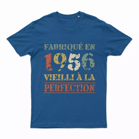 Lebonshirt T-shirt Premium Homme, Cadeau Aniversaire 1956 Fabriqué En 1956 Vieilli A La Perfection Bleu