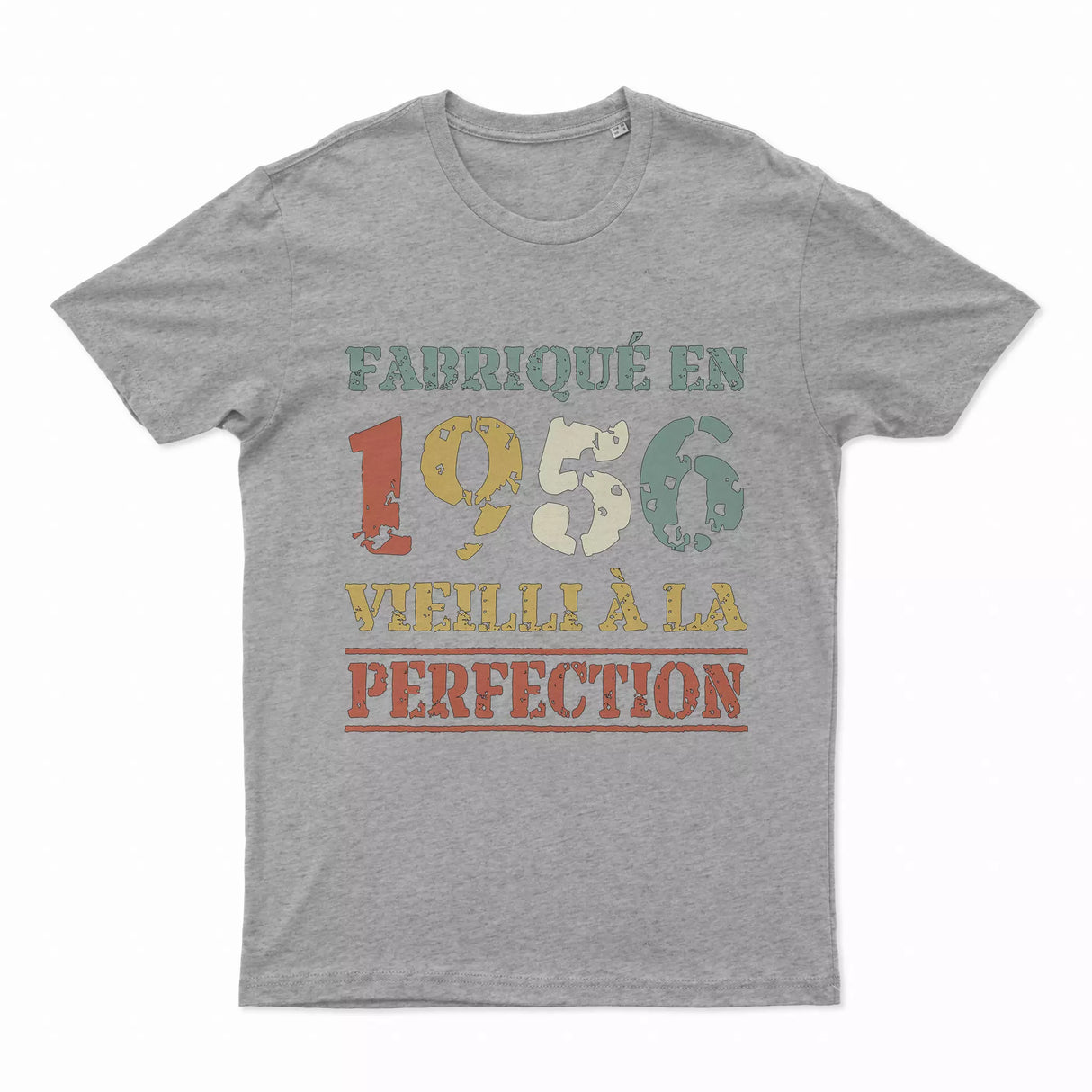 Lebonshirt T-shirt Premium Homme, Cadeau Aniversaire 1956 Fabriqué En 1956 Vieilli A La Perfection Gris