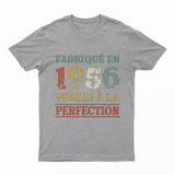 Lebonshirt T-shirt Premium Homme, Cadeau Aniversaire 1956 Fabriqué En 1956 Vieilli A La Perfection Gris