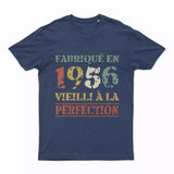 Lebonshirt T-shirt Premium Homme, Cadeau Aniversaire 1956 Fabriqué En 1956 Vieilli A La Perfection Indigo