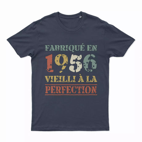 Lebonshirt T-shirt Premium Homme, Cadeau Aniversaire 1956 Fabriqué En 1956 Vieilli A La Perfection Marine