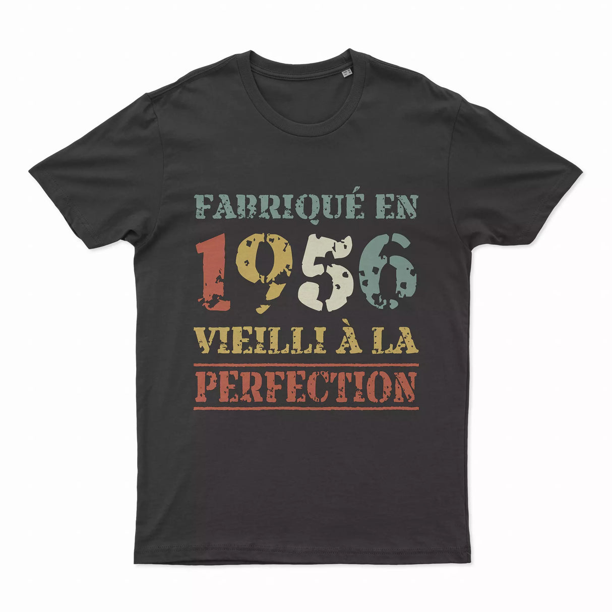 Lebonshirt T-shirt Premium Homme, Cadeau Aniversaire 1956 Fabriqué En 1956 Vieilli A La Perfection Noir