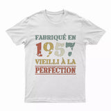 Lebonshirt T-shirt Premium Homme, Cadeau Aniversaire 1957 Fabriqué En 1957 Vieilli A La Perfection Blanc