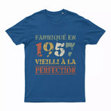 Lebonshirt T-shirt Premium Homme, Cadeau Aniversaire 1957 Fabriqué En 1957 Vieilli A La Perfection Bleu