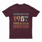 Lebonshirt T-shirt Premium Homme, Cadeau Aniversaire 1957 Fabriqué En 1957 Vieilli A La Perfection Bordeaux