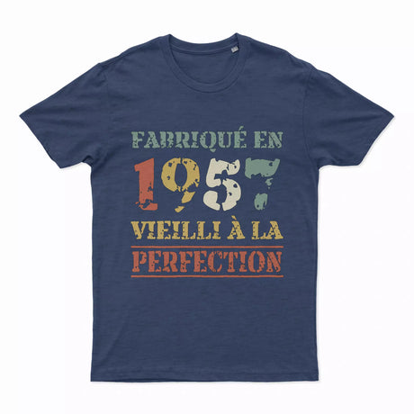 Lebonshirt T-shirt Premium Homme, Cadeau Aniversaire 1957 Fabriqué En 1957 Vieilli A La Perfection Indigo