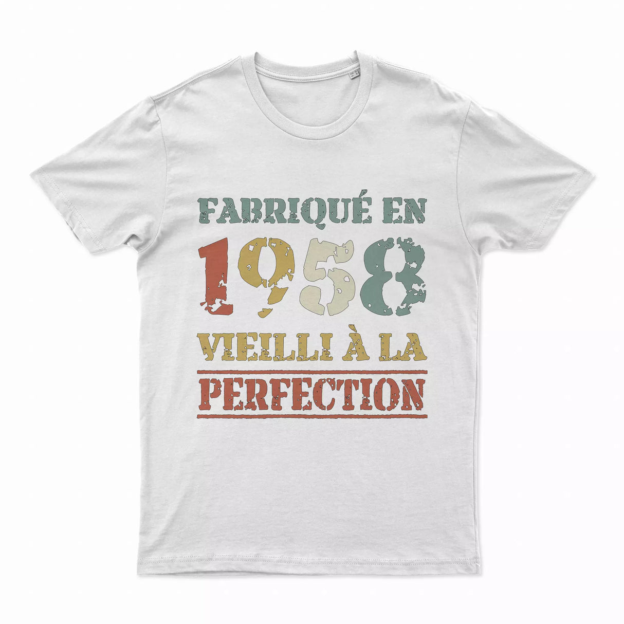 Lebonshirt T-shirt Premium Homme, Cadeau Aniversaire 1958 Fabriqué En 1958 Vieilli A La Perfection Blanc