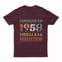 Lebonshirt T-shirt Premium Homme, Cadeau Aniversaire 1958 Fabriqué En 1958 Vieilli A La Perfection Bordeaux