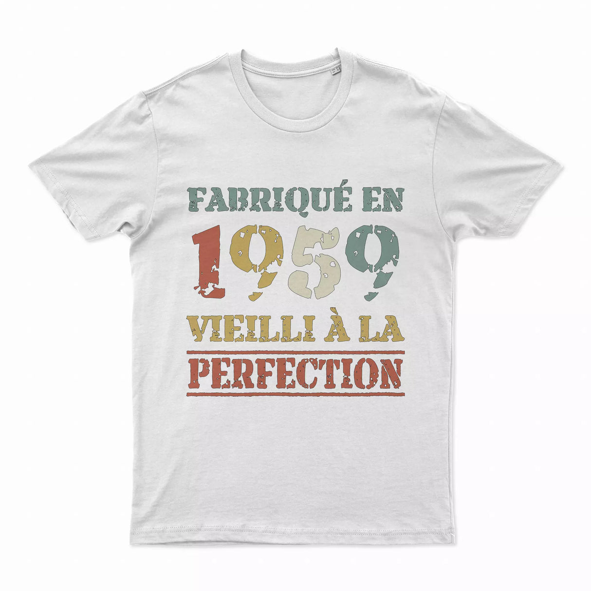 Lebonshirt T-shirt Premium Homme, Cadeau Aniversaire 1959 Fabriqué En 1959 Vieilli A La Perfection Blanc