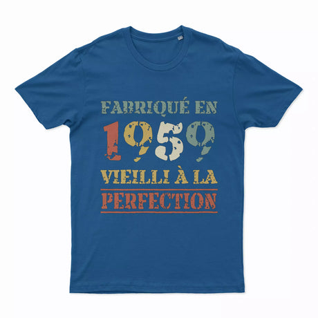 Lebonshirt T-shirt Premium Homme, Cadeau Aniversaire 1959 Fabriqué En 1959 Vieilli A La Perfection Bleu