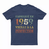 Lebonshirt T-shirt Premium Homme, Cadeau Aniversaire 1959 Fabriqué En 1959 Vieilli A La Perfection Indigo