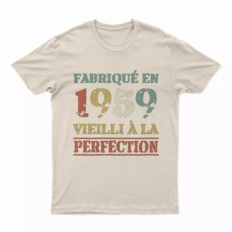 Lebonshirt T-shirt Premium Homme, Cadeau Aniversaire 1959 Fabriqué En 1959 Vieilli A La Perfection Naturel