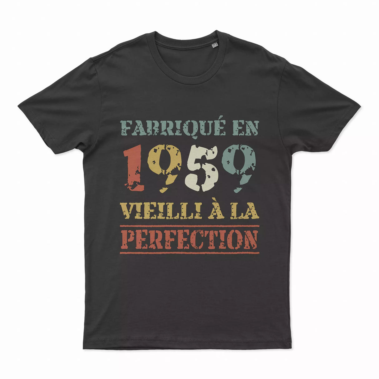 Lebonshirt T-shirt Premium Homme, Cadeau Aniversaire 1959 Fabriqué En 1959 Vieilli A La Perfection Noir