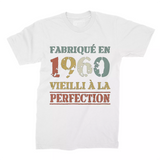 Lebonshirt T-shirt Premium Homme, Cadeau Aniversaire 1960 Fabriqué En 1960 Vieilli A La Perfection Blanc