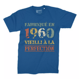 Lebonshirt T-shirt Premium Homme, Cadeau Aniversaire 1960 Fabriqué En 1960 Vieilli A La Perfection Bleu