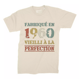 Lebonshirt T-shirt Premium Homme, Cadeau Aniversaire 1960 Fabriqué En 1960 Vieilli A La Perfection Naturel